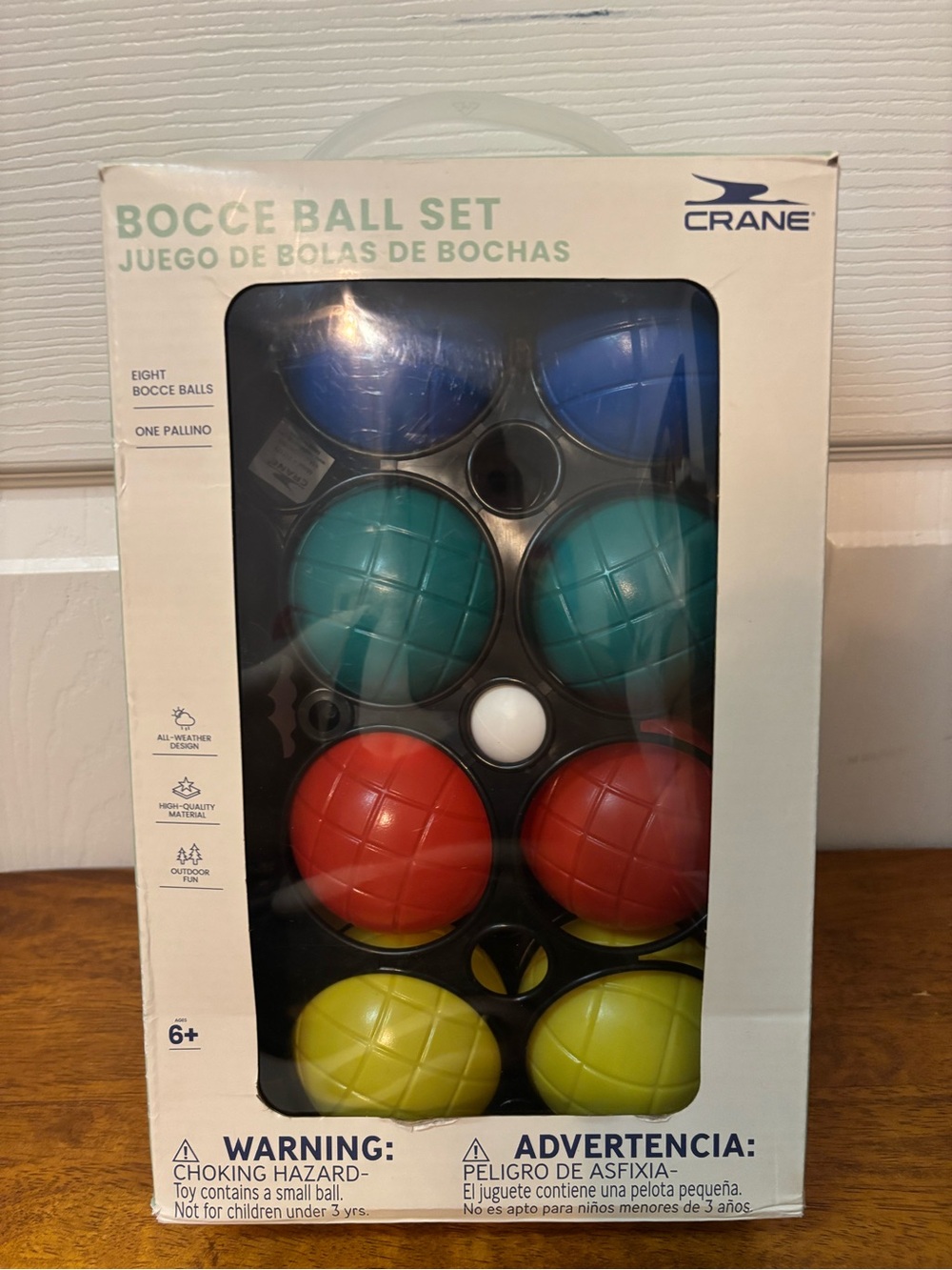 Crane Bocce Ball Set in Blue, Teal, Red & Yellow